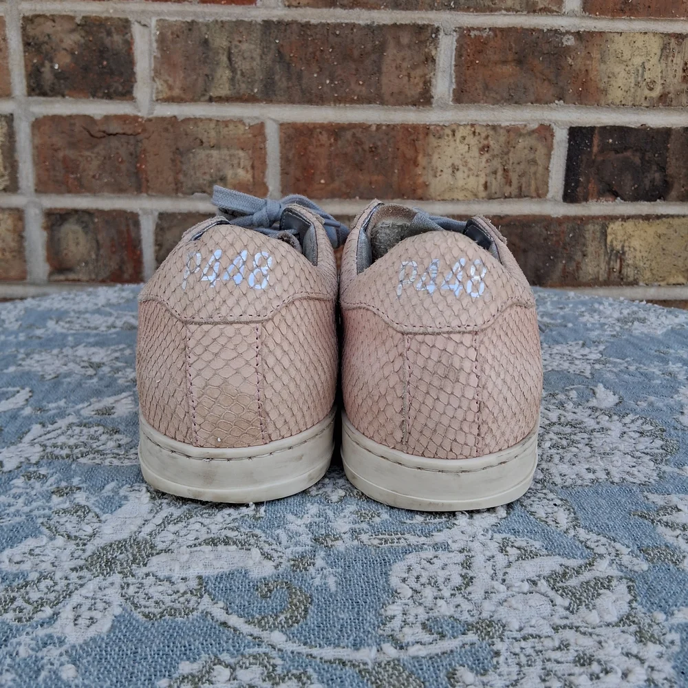 🪱 P448 John Prince Pink Python Snake Print Low Top Sneakers Sz.38/7.5 - Picture 6 of 16